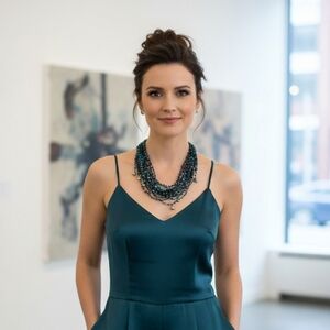 Vintage Beaded Waterfall Necklace Amethyst Jingle Bell Boho Garbo Brand